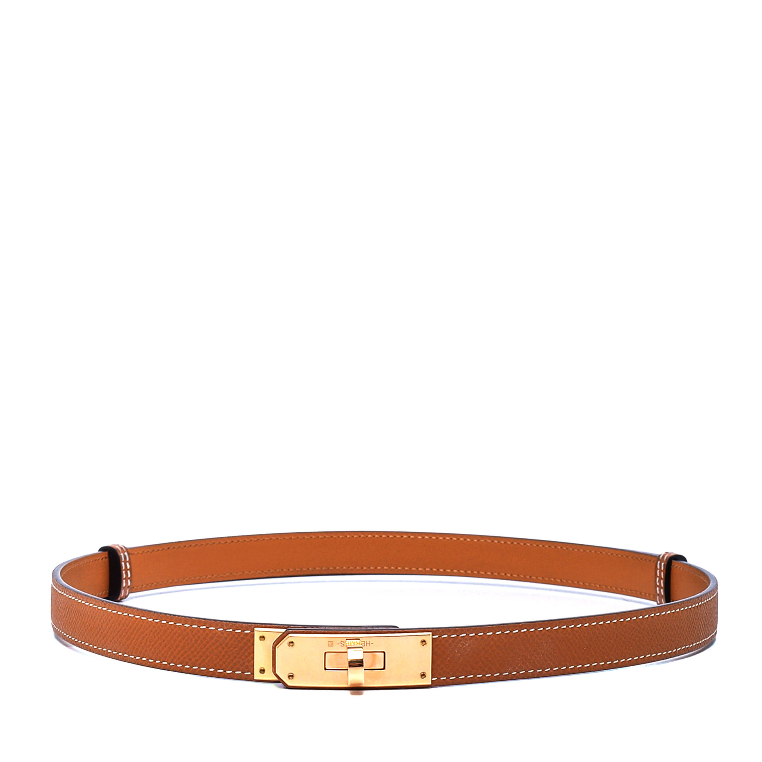 Hermes - Gold Epsom Leather GHW Kelly Belt 